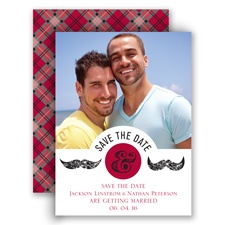 Moustaches - Merlot - Save the Date Card