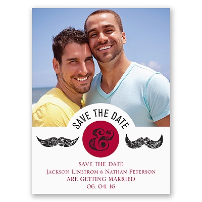 Moustaches - Merlot - Save the Date Card