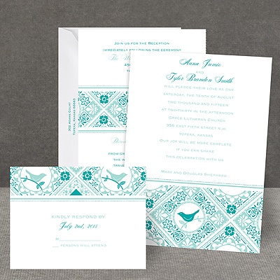 Lacy Love Birds - All In One Invitation