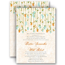 Trailing Blossoms - Aqua - All In One Invitation
