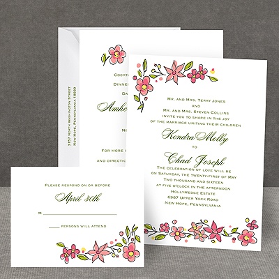 Whimsical Posies - Posie Pink - All in One Invitation