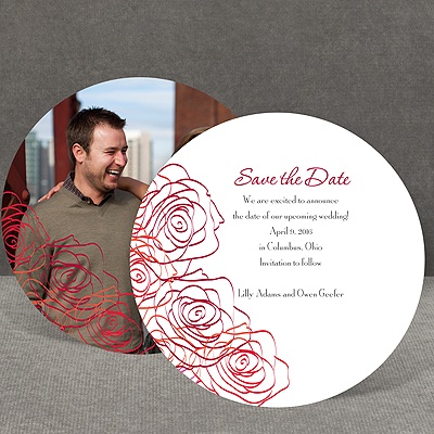 Whimsical Roses - Cherry - Save the Date Card