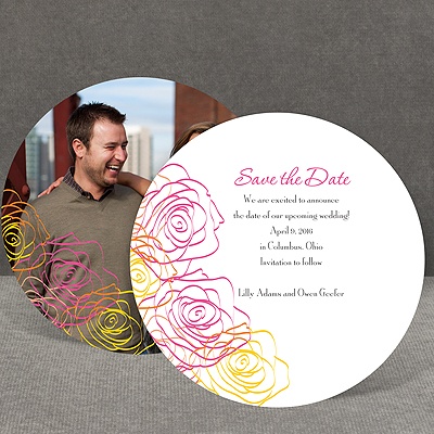 Whimsical Roses - Fuchsia - Save the Date Card