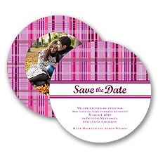 Mad About Plaid - Candy Purple - Save the Date Card