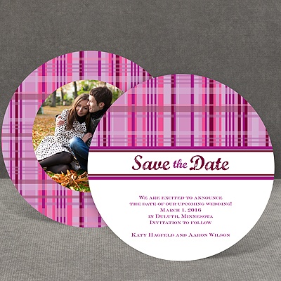 Mad About Plaid - Candy Purple - Save the Date Card