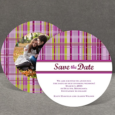 Mad About Plaid - Lavender - Save the Date Card