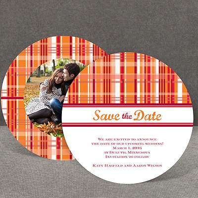 Mad About Plaid - Poppy - Save the Date Card