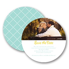 Simple Lattice - Aqua - Save the Date Card