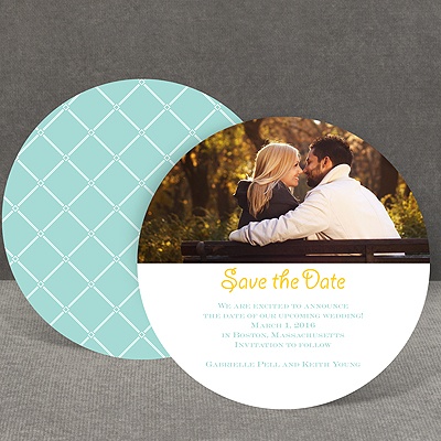 Simple Lattice - Aqua - Save the Date Card