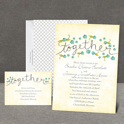 Blossom Together - Aqua - Invitation