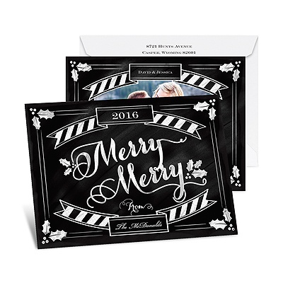 Chalkboard Merry - Photo Holiday Card