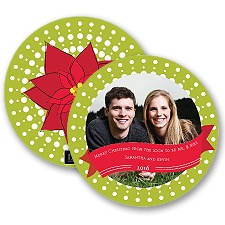 Retro Poinsettias - Granny Apple - Photo Holiday Card