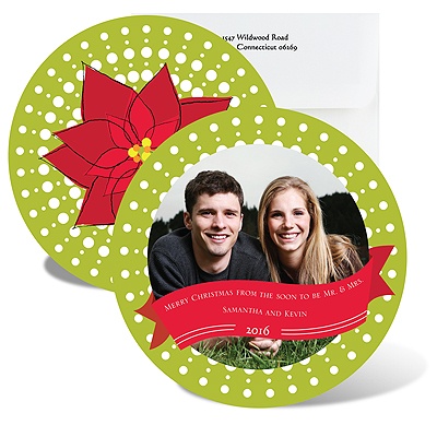 Retro Poinsettias - Granny Apple - Photo Holiday Card