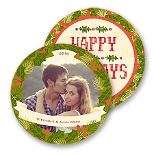 Holiday Wreath - Moss Green - Photo Holiday Card