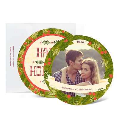 Holiday Wreath - Moss Green - Photo Holiday Card