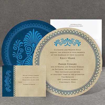 Exotic Touch - Navy - Invitation