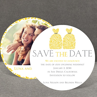 Patterned Dresses - Save the Date Card