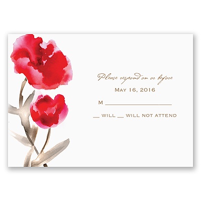Painted Posies - Cherry - Response Card and Envelope