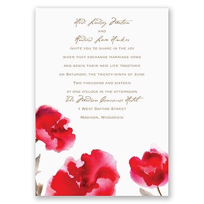 Painted Posies - Cherry - Invitation