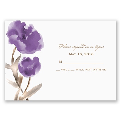 Painted Posies - Lavender - Response Card and Envelope