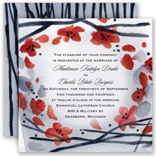 Floral Whimsy Frame - Barn Red - Invitation