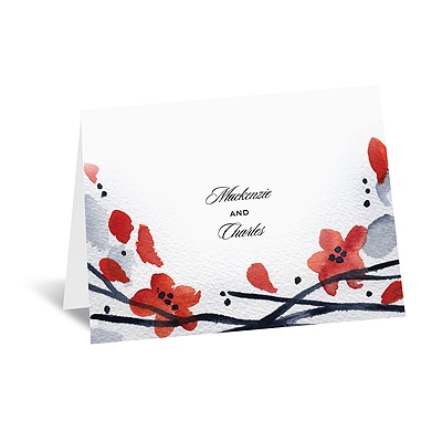 Floral Whimsy Frame - Barn Red - Note Card and Envelope