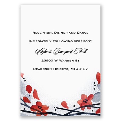 Floral Whimsy Frame - Barn Red - Reception Card
