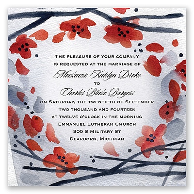 Floral Whimsy Frame - Barn Red - Invitation
