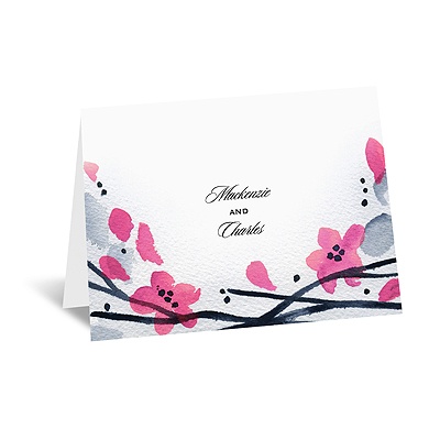 Floral Whimsy Frame - Fuchsia - Note Card and Envelope