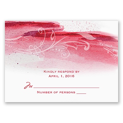 Rushing Watercolor - Cherry - Response Card and Envelope