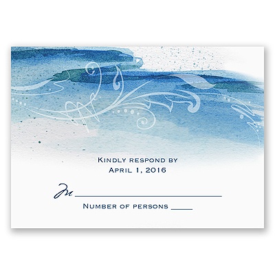 Rushing Watercolor - Malibu - Response Card and Envelope