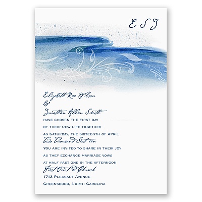 Rushing Watercolor - Malibu - Invitation