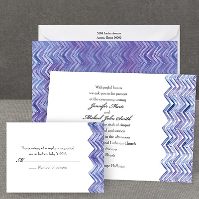 Watercolor Chevron - Invitation