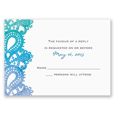 Watercolor Paisley - Fuchsia - Response Card and Envelope