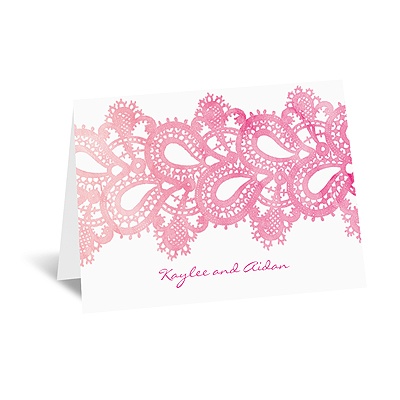 Watercolor Paisley - Fuchsia - Note Card and Envelope
