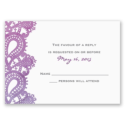 Watercolor Paisley - Grapevine - Response Card and Envelope