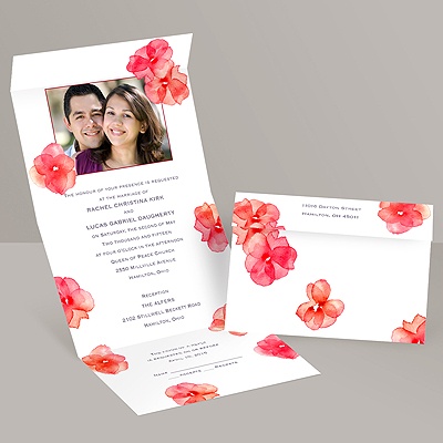 Watercolor Posies - Barn Red - Seal and Send Invitation