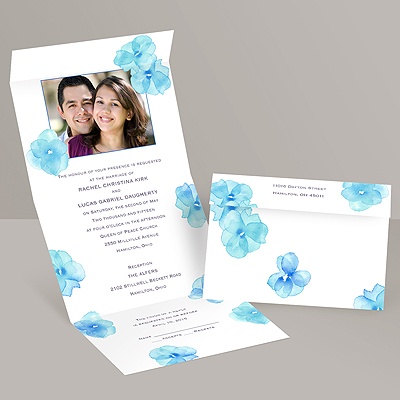 Watercolor Posies - Malibu - Seal and Send Invitation