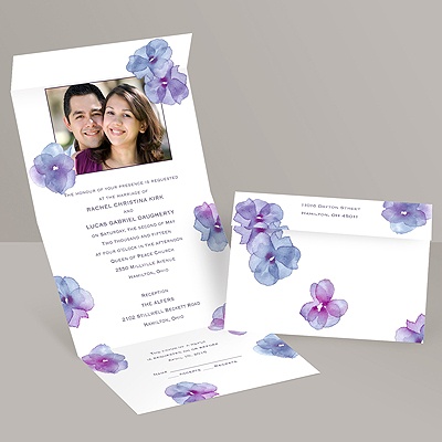 Watercolor Posies - Raisin - Seal and Send Invitation