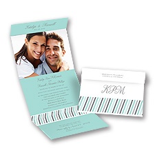 Slanted Stripes - Aqua - Seal and Send Invitation