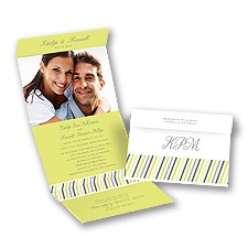 Slanted Stripes - Limelight - Seal and Send Invitation