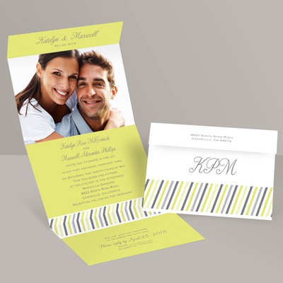 Slanted Stripes - Limelight - Seal and Send Invitation