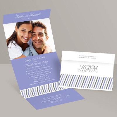 Slanted Stripes - Orchid - Seal and Send Invitation