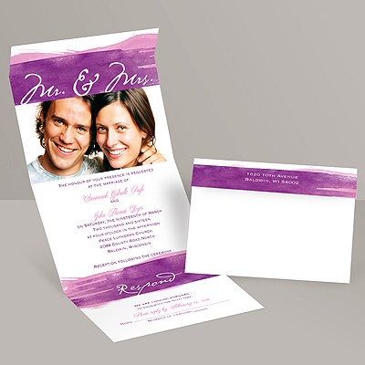 Watercolor Mr. and Mrs. - Grapevine - Seal and Send Invitation