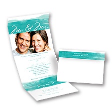 Watercolor Mr. and Mrs. - Peacock - Seal and Send Invitation