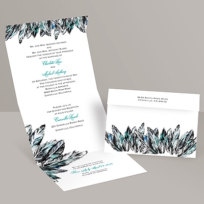 Feathery Style - Peacock - Seal and Send Invitation