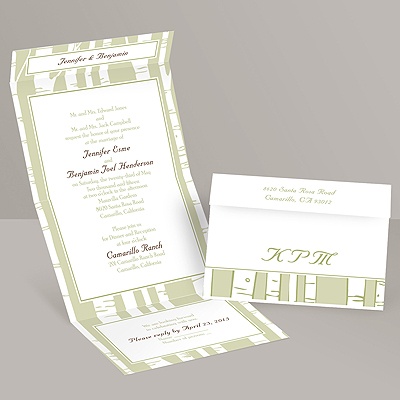 Birch Forest - Olive - Seal and Send Invitation