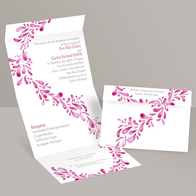 Watercolor Petals - Cherry - Seal and Send Invitation
