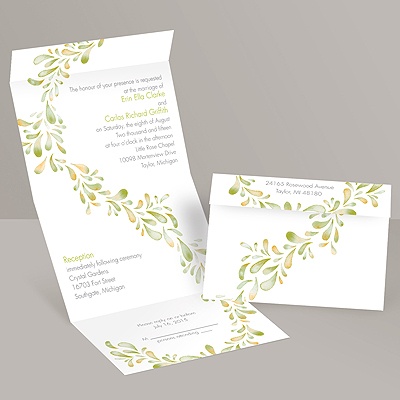 Watercolor Petals - Granny Apple - Seal and Send Invitation