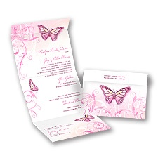 Beautiful Butterflies - Fuchsia - Seal and Send Invitation